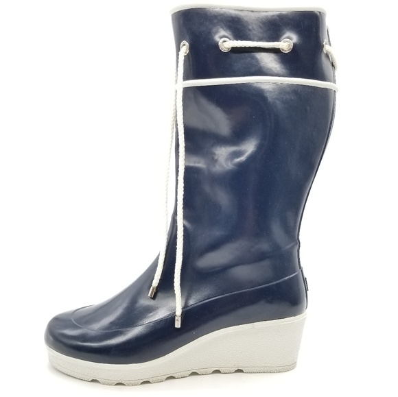 Sperry Wedge Lined Rubber Rain Boots Sz 10 - Picture 5 of 7